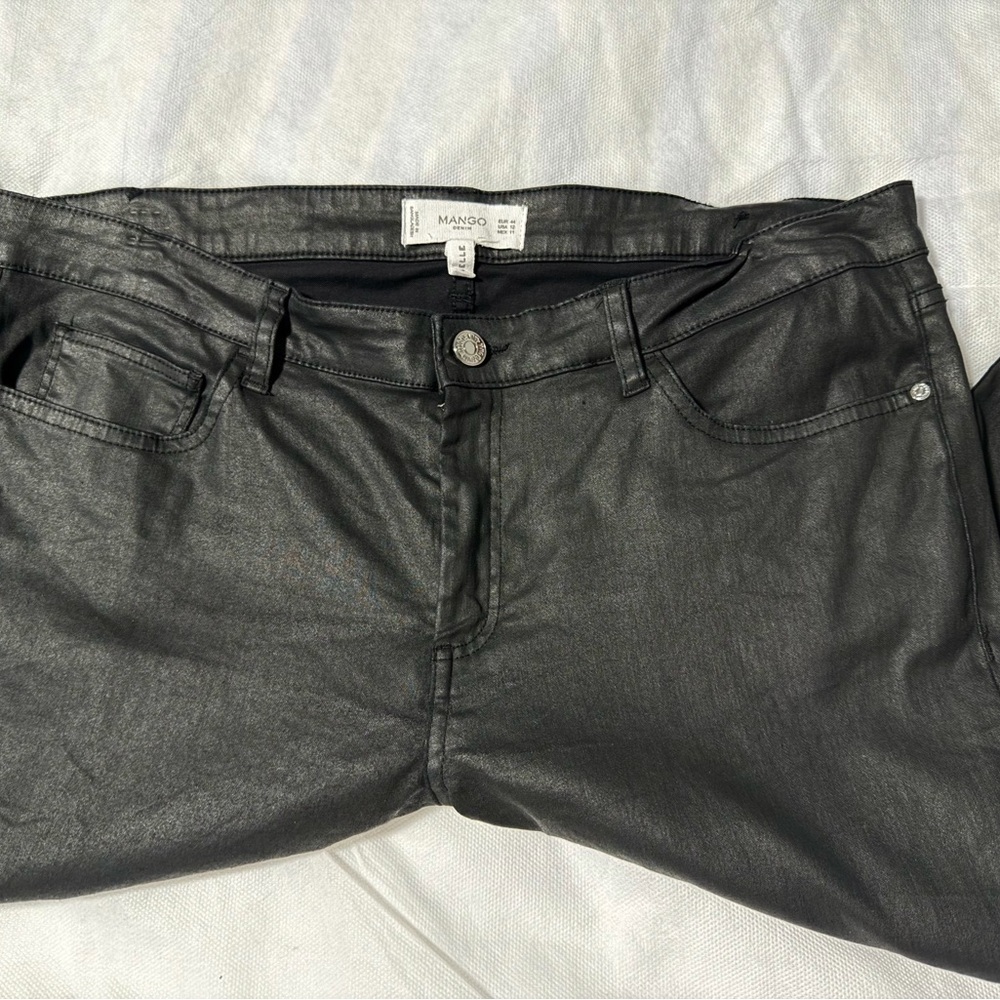 Mango Women's Shiny Black Jeggings